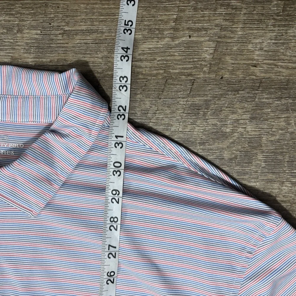 Vineyard Vines Sankaty Polo Red Blue White Stripe Performance XXL - Picture 7 of 9